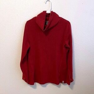 Free Country Medium Pullover Cowl Neck Top Ribbed Knit Maroon Red Casual
